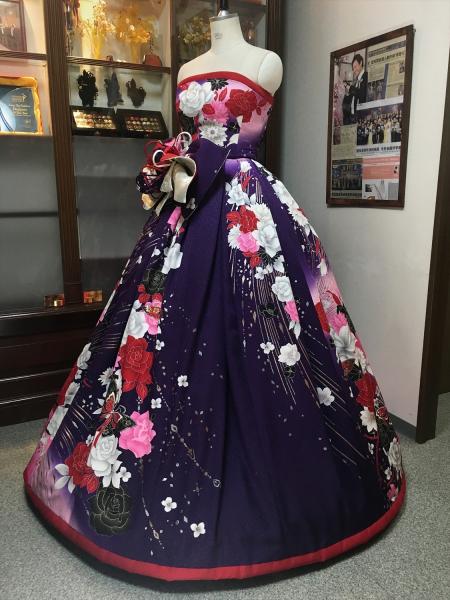 Kimono Dress Purple Furisode [Floral]16