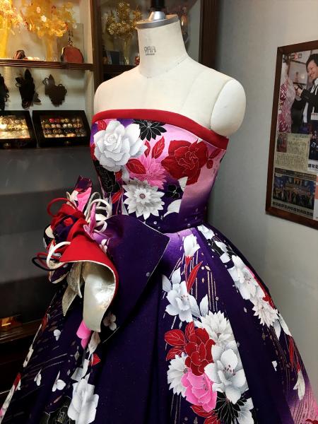 Kimono Dress Purple Furisode [Floral]17