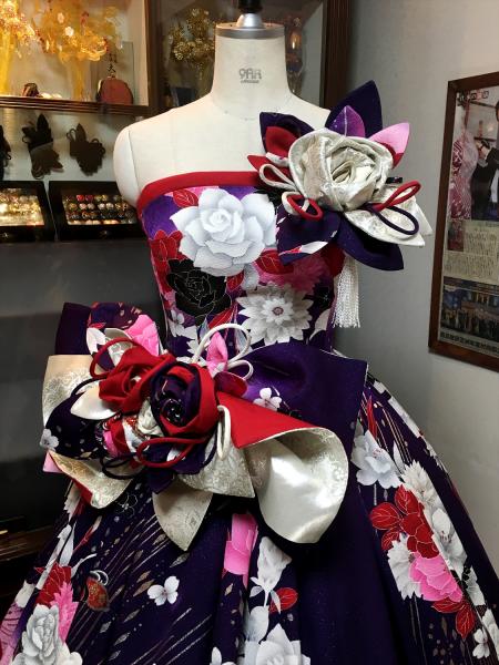 Kimono Dress Purple Furisode [Floral]21