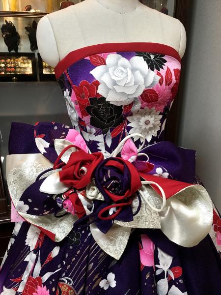 Kimono Dress Purple Furisode [Floral]5