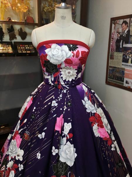Kimono Dress Purple Furisode [Floral]23
