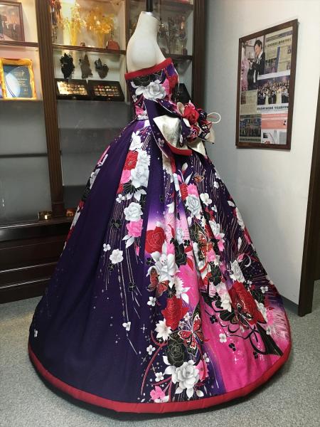 Kimono Dress Purple Furisode [Floral]6
