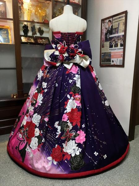Kimono Dress Purple Furisode [Floral]24