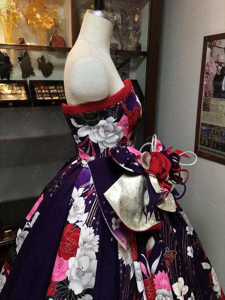 Kimono Dress Purple Furisode [Floral]7