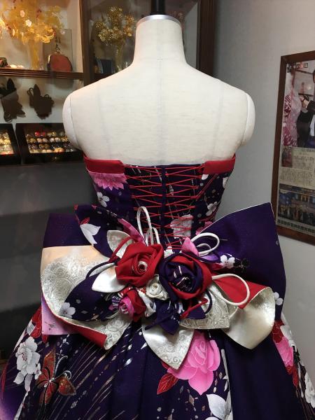 Kimono Dress Purple Furisode [Floral]25