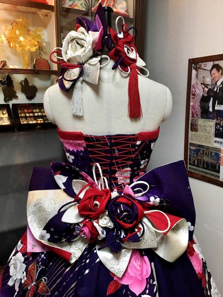 Kimono Dress Purple Furisode [Floral]26
