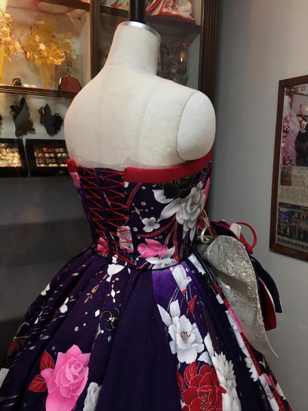 Kimono Dress Purple Furisode [Floral]9