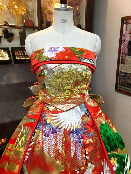 Kimono Dress Red Uchikake [Crane]2