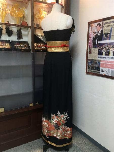 Kimono Dress Black Tomesode [Floral]11