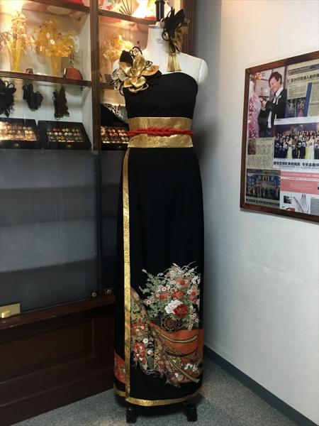 Kimono Dress Black Tomesode [Floral]15