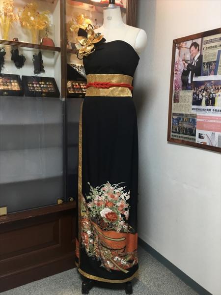 Kimono Dress Black Tomesode [Floral]3