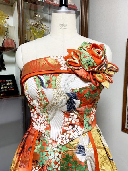 Kimono Dress Uchikake [Crane,Floral]2