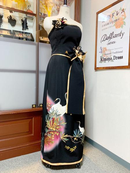 Japanese Kimono Dress Tomesode Two piece [Crane]13