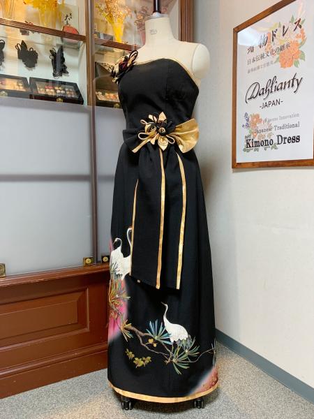 Japanese Kimono Dress Tomesode Two piece [Crane]5