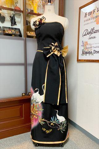 Japanese Kimono Dress Tomesode Two piece [Crane]