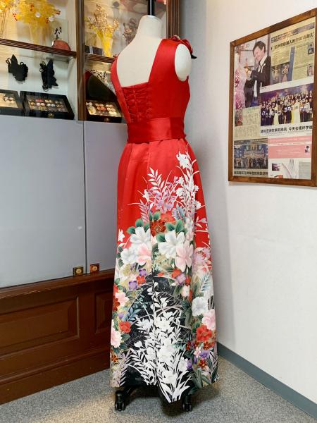 Japanese Kimono Dress Furisode One piece type [Floral]10