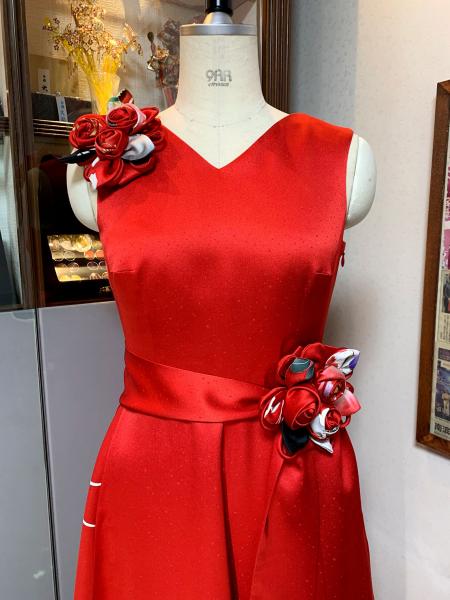 Japanese Kimono Dress Furisode One piece type [Floral]4