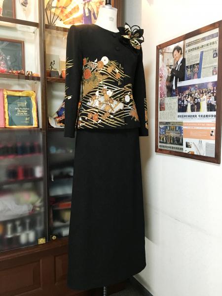 Tomesode Dress Gold Two piece [Floral]2