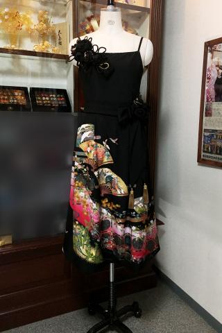 留袖ドレス 黒 ワンピースタイプ [花、鶴、扇]