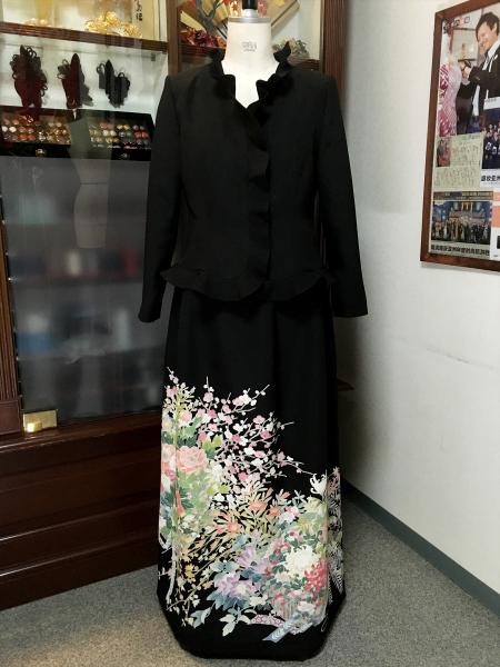 Tomesode Dress Black Two piece [Floral]16