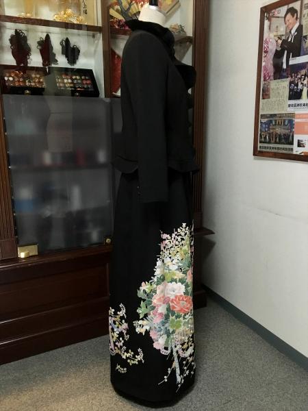 留袖ドレス 黒 2ピースタイプ [花]5