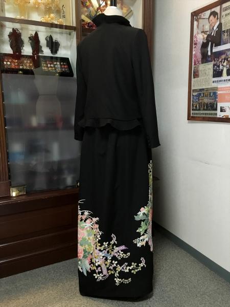 留袖ドレス 黒 2ピースタイプ [花]7