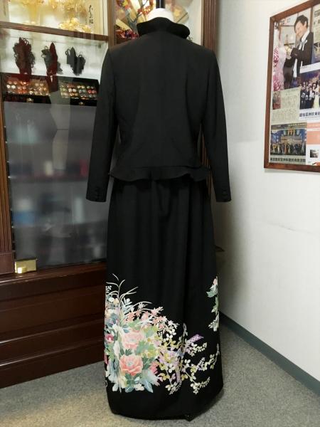 留袖ドレス 黒 2ピースタイプ [花]9