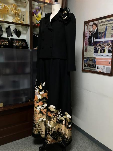 留袖ドレス 黒 2ピースタイプ [花]16