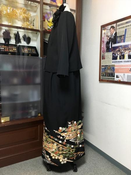 留袖ドレス 黒 2ピースタイプ [花]14