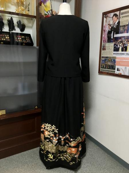 留袖ドレス 黒 2ピースタイプ [花]9