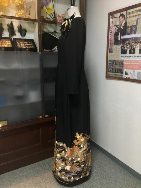 Tomesode Dress Black One piece type [Bird]17