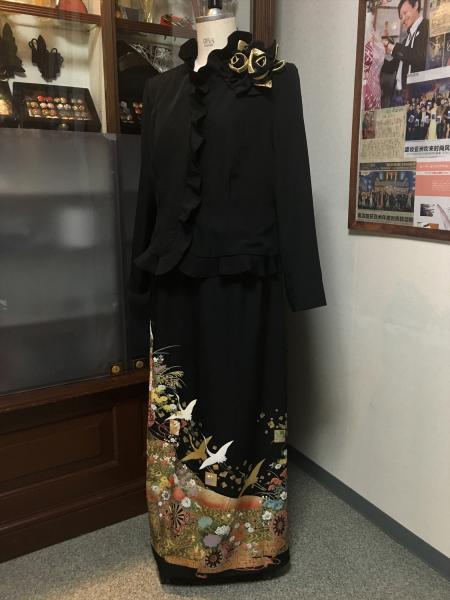 留袖ドレス 黒 2ピース [花]18