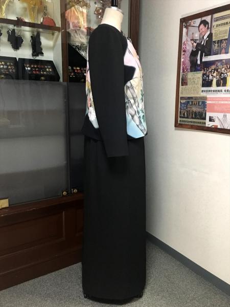 留袖ドレス 黒・桃色 2ピース [花]6