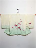 No.10012Haori Beige [Flower] Silk<br>Used Kimono