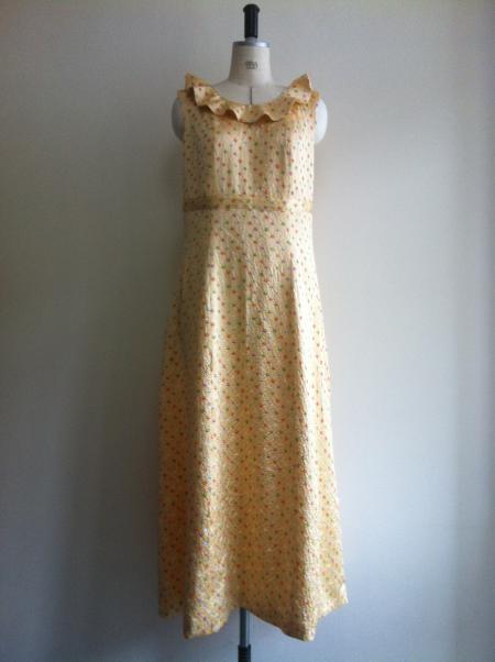 Kimono Dress Champagne Gold Komon-tie-dyed [Polka dots]1