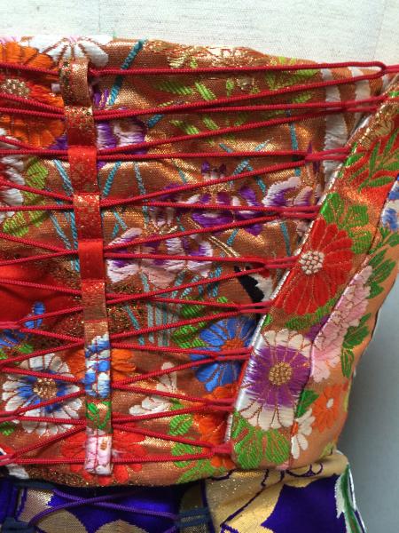Kimono Dress Red-Blue Uchikake [Crane-Floral]11