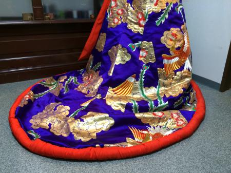 Kimono Dress Red-Blue Uchikake [Crane-Floral]14