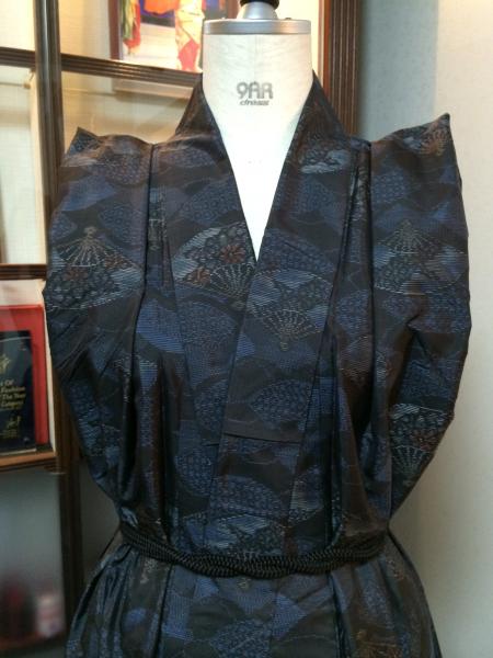 Kimono Dress Navy Blue Oshima Tsumugi [Fan]1