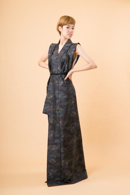 Kimono Dress Navy Blue Oshima Tsumugi [Fan]24