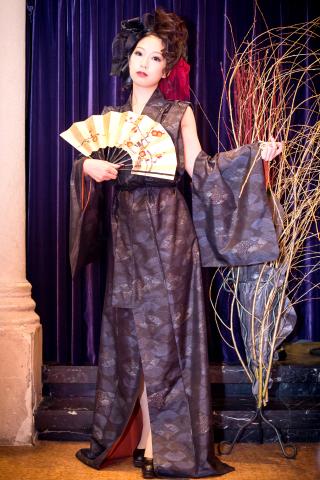 Japanese Kimono Dress Oshima Tsumugi [Fan]