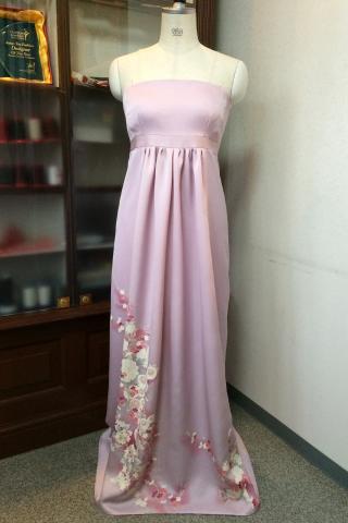 Japanese Kimono Dress Pink Tsukesage [Floral]