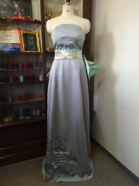 Kimono Dress Gray Tsukesage1