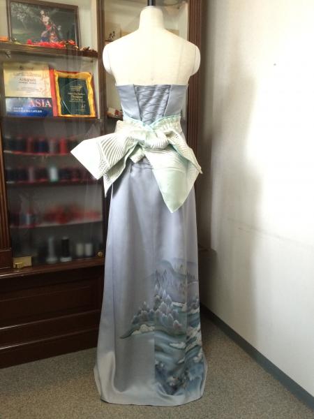 Kimono Dress Gray Tsukesage10