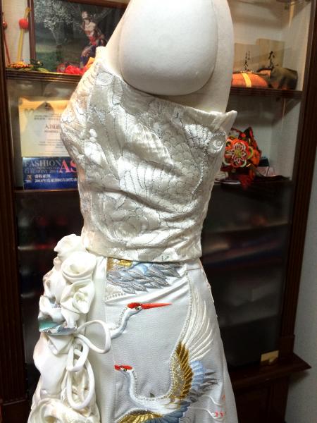 Kimono Dress White Uchikake & White kimono [Crane]12