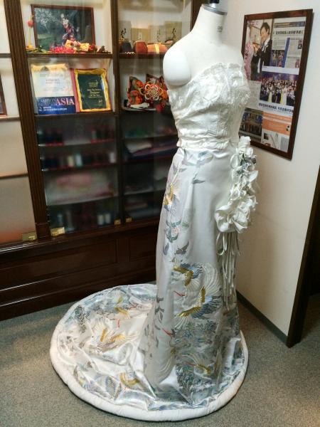 Kimono Dress White Uchikake & White kimono [Crane]23