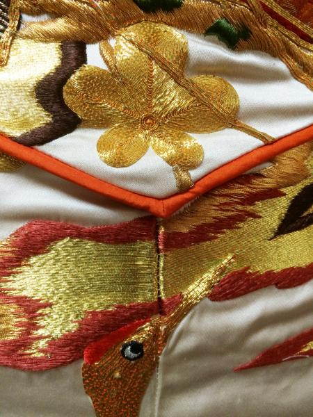 Kimono Dress Beige Uchikake & White kimono [Crane]8