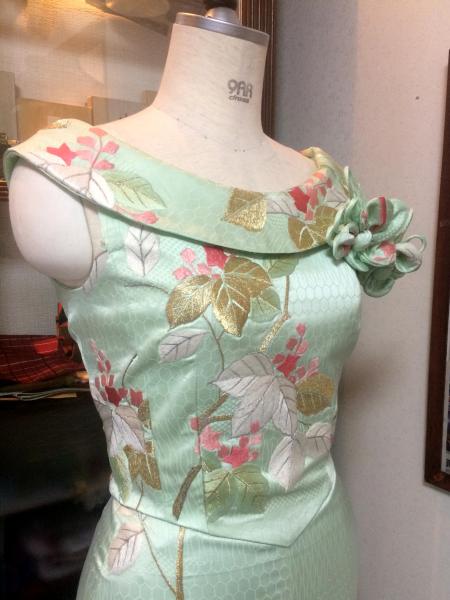 Kimono Dress Light green Furisode [Floral]13