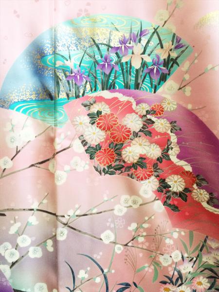 着物ドレス ピンク 振袖・帯 [花、扇]34