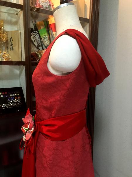 着物ドレス 赤 振袖 [花]8