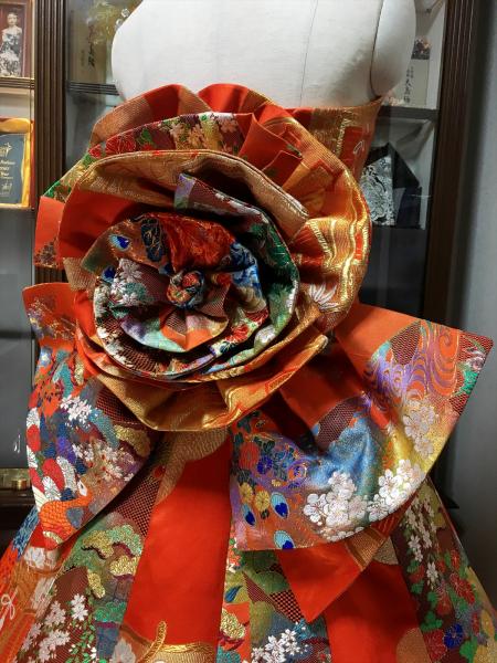 Kimono Dress Orange Uchikake [Bird,Floral]11